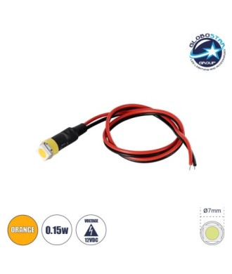 GloboStar® SMD-LED 81484 Υψηλής Ισχύος SMD LED 0.15W DC 12V - Φ0.7 x Υ2.3cm - Πορτοκαλί - Dimmable - 2 Χρόνια Εγγύηση